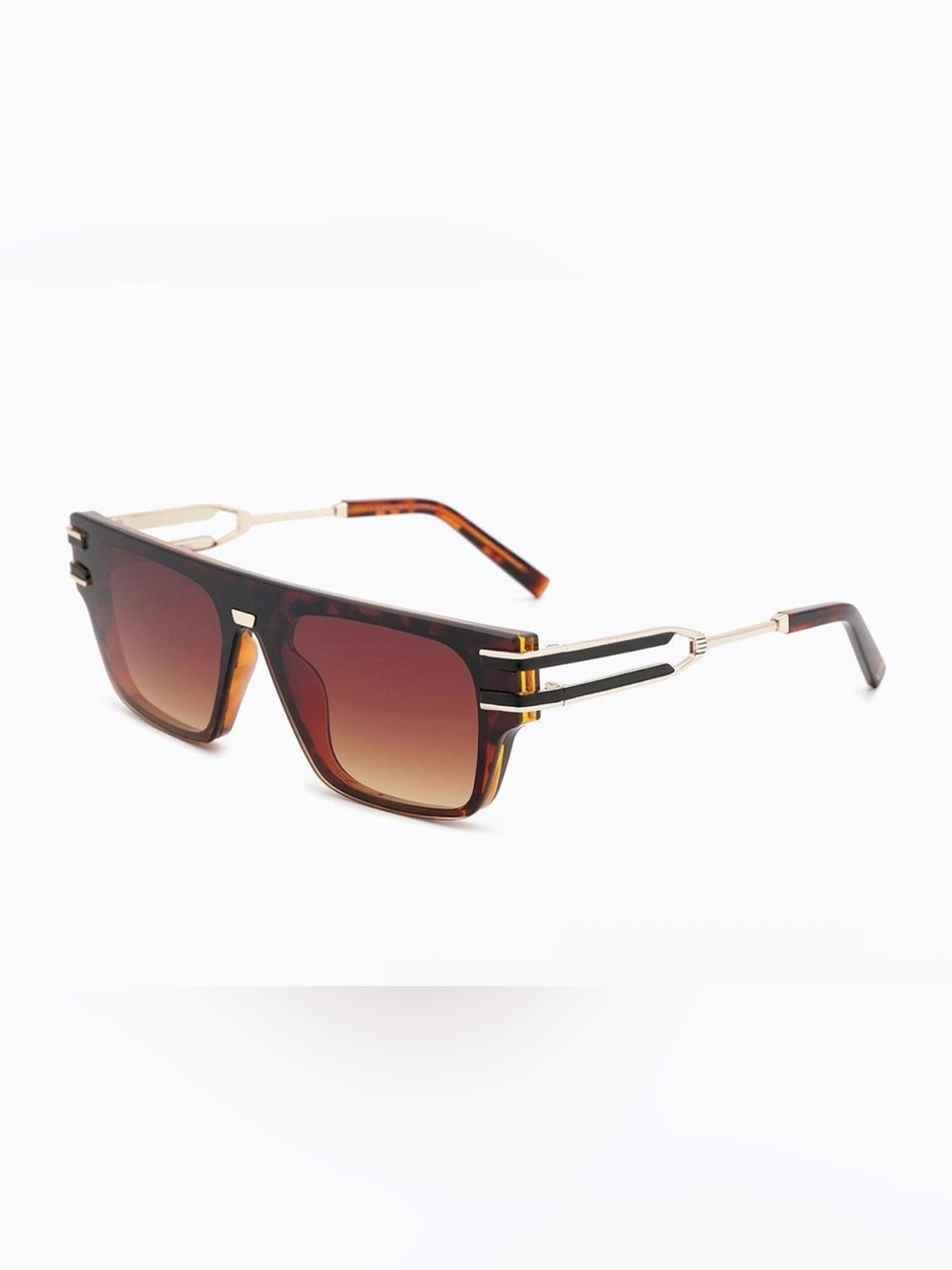 Tortoiseshell Square Sunglasses - Brown Gradient Lenses